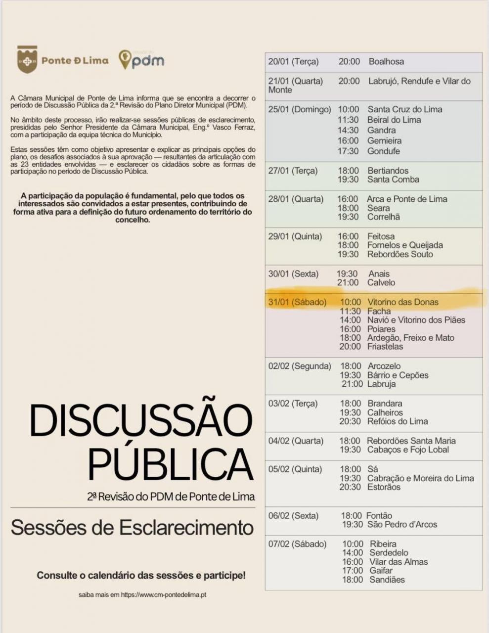 Sess&atilde;o de Discuss&atilde;o P&uacute;blica do PDM em Vitorino das Donas